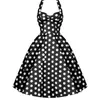 Frauen Polka Dot Kleid Sommer Hepburn 50er 60er Jahre Vintage A-Line Halter Rockabilly Retro Party es Vestidos 210510