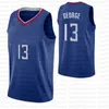 2 Kawhi Los Jersey Leonard Angeles Jerseys mens Paul 13 George Basketball Jerseys S-XXL Bleu Noir Blanc cousu