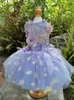 Handmade Clothes Dog Apparel Princess Dress Gorgeous Purple Fairy Daisy 3D Flower More Layers Tulle Skirt Poodle Maltese279L