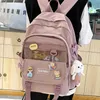 Enopella Kawaii المرأة حقيبة الظهر لفتاة حقيبة مدرسية للماء السفر Mochila الأزياء النسائية الكتب Bookbag أسود نايلون Rucksack 210929