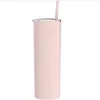 20oz Skinny Tumbler Stainless Steel Vacuum Insulated Straight Cup Beer Coffee Mug Glasses with Lids and Straws free fast sea shipping DAP23