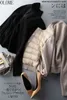 Olome 여성 가을 ​​겨울 자켓 패치 워크 니트 면화 패딩 코트 파카 여성 재킷 코트 라운드 목 따뜻한 패션 211130