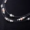 Pendant Necklaces Vintage Multilayer Transparent Fish Line Choker Necklace Gold Color Small Star Charms Fashion Handmade Jewelry Design 2021
