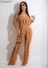 Sommar sexig två bit baddräkter Nya Kvinnors Ruffle Wrapped Bra Wide Legged Pants Set Casual Beach Suit