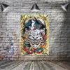 Fantasma Crânio Tatuagem Arte Poster Bandeira Bandeira Decoração de Casa Suspensão Bandeiras 4 Gromments em Cantos 3 * 5FT 96 * 144cm Decoração de parede inspiradora