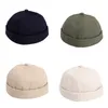 Kvinnor Mäns Beanie Cap Solid Bomull Loop Melon Kepsar Man Kvinna Streetwear Hip Hop Beanies Hat Svart Gul Röd