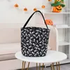 Halloween Trick or Treat Bag Party Supplies Bucket Gift Bags for Candy Festival Skeleton Pumpkin Orange Background with Black Handle 3 Colors