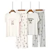 Korte pyjama femme zomer katoen modale korte mouwen slaaptoppen met cartoon ontwerp afdrukken huis shorts pyjama vrouw 210809