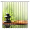 Duschvorhänge Japan Zen Stil Grüner Bambus Vulkan-Stein Spa-Kulisse Badezimmer Dekor Home Badewanne Polyester Stoffvorhang