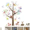 Wall Stickers Cartoon Animals Colorful Heart Tree For Kindergarten Kids Room Home Decor Cute Safari Mural Art Pvc Decal Posters