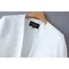 Women elegant black white color v neck split casual cloak coat office lady wear outwear suit jacket open stitch tops CT237 210420