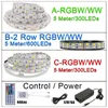 LED 스트립 조명 DC12V SMD5050 RGBW RGBWW Flexible 300LEDS 5M 롤 PCB 바 KTV 컴퓨터 책상 TV 배경 장식을위한 웨딩 파티 휴가 야외 조명