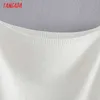 Tangadaファッション女性ホワイトニットボディーハイシャツシャツプレイスーツノースリーブ夏の女性トップスBC42 210609