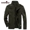 Hanqiu Brand M-6XL Bomber Jacka Män Militär Kläder Vår Höst Male Coat Solid Loose Army 211008