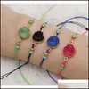 Charm Bracelets Jewelry Handmade Druzy Resin Stone Bracelet Make A Wish Card Wax Rope Braided Bangles With Rice Bead Drop Delivery 2021 Bxry