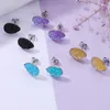 Designer Waterdrop Resin Druzy Drusy Orecchini a bottone Borchie fatte a mano in acciaio inossidabile a goccia per gioielli da donna