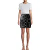 Svart Patchwork Rivet kjol för kvinnor Hög midja Streetwear PU Läder Mini Kjolar Kvinnlig Mode Kläder 210521