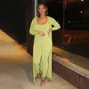 est Autumn Winter Two Piece Set Women Long Sleeve Maxi Coat Tunic + Sexy Party Jumpsuit Romper Fashion Lounge Street Wear 210525