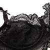 Nieuwe zwarte borduurwerk vrouwen beha en slipje sets lingerie sexy transparante plus size c d brassiere push up kant meisjes ondergoed x0526