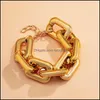 Link JewelryLink Cadeia B Material grande pulseira robusta para mulheres Hip Hop Big grossa Link Correntes de m￣o J￳ias Trendy Egirl Bracelets Drop D