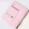 A6 PU Leather Notebook Notepads Cover Refillable 6 Ring Binder Loose Leaf Personal Organizer Blue Yellow Purple Pink KDJK2105