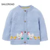 SAILEROAD 2-7Years Baby Girl Clothes Blue Sweater Chicken Paillettes Girls Cardigan Autumn Embroidery Kids Sweater 211106