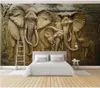Wallpapers personalizado po wallpaper 3d mural para paredes 3 d tridimensional relevo dourado elefante fundo parede pintura murais
