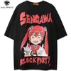 Aolamegs T-shirt Männer Nette Cartoon Comics Mädchen Brief Gedruckt Japanischen Stil Lustige Casual Gemütliche Harajuku Paar Sommer Streetwear Y0526