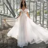 Casual Dresses Bohemian Spaghetti Strap Wedding Lace Dress Design Short Ruffles Off Shoulder Engagement Bridal A Line See-Through 233e