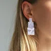 Avrupa ve Amerikan benzersiz tasarım abartılı metal dikdörtgen dangle küpe basit katı renk retro kadın küpe moda damla takı 2021