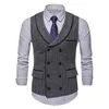 Men's Vests Suit Vest Men Striped Formal Dress Waistcoat Jacket Masculino Double Breasted Fitness Sleeveless Wedding