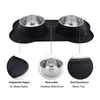 Antislip Double Dog Bowl With Silicone Mat Durable Stainless Steel Water Food Feeder Pet Feeding Drinking Bowls for Dogs Cats 210615