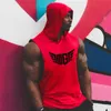Muscleguys marca com capuz camisa sem mangas camisa de algodão ginásio vestuário fitness colete homens bodybuilding tanques hoodies singlets 210623