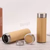 Stainless Steel Thermos Cup Bamboo Shell Mug Outdoor Travel Sports Keep Warm Cups Business Gift Water Bottles With Tea Strainers BH5590 WLY