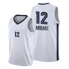 Mens Basketball Morant 12 Broderi Logo Stitched Jerseys Factory Partihandel Högkvalitativ storlek S M L XL XXL