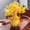 19/24 cm arbre porte-bonheur richesse cristal jaune ornements d'argent naturel Style bonsaï chance Feng Shui artisanat 211101