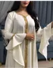 Jalabiya Kaftan Arabic Dress For Women Dubai Turkey Abaya Embroidery Loose Djellaba Muslim Fashion Islamic Clothing White Casual Dresses
