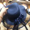 Klassisk Vintage Mesh Straw Hat Women Outdoor Sun Protection Cap Beach Vacation Bowknot Caps Romantic Wide Brim Hattar