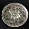 Chińskie rzadkie kolekcje Stare handwork Tybet - Silver Dragon and Phoenix Statua Bowl Home Decor Metal Handicraft