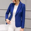 Spring Blazer Women Solid Black Jacket Lady Office Work Suit White Pink Coat Slim Blue Clothing Single Button Blazers LR27 210930
