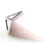 Cristal naturel carré cône forme Chakra pierre pendule breloques Quartz Rose pendentifs pour bijoux accessoires bricolage fabrication en gros