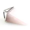 Natuurlijke Crystal Square Cone Shape Chakra Stone Pendulum Charms Rose Quartz Hangers voor Sieraden Accessoires DIY Making Groothandel