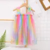 Summer Dresses Kids Clothing Children's Rainbow Mesh Wedding For Year 210528