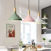 Nordic Wooden Aluminum Lampshade Pendant Lights For Home Lighting Modern Dining Bedroom Bedside Hanging lamp