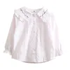 Весна осень 2 3 4 6 8 10 лет детские детские длинные трубы рукава кукла воротник вышивка хлопок белая блузка рубашки для девушек 210701