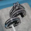 Vecalon Fine Jewelry Princess Cut 20ct Cz ​​Diamond zaręczynowy zestaw obrączki dla kobiet 14KT BIAŁY ZŁOTA PIELĘCIA RRR8914413