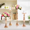 Imuwen Gold Candle Tithers 50cm / 20 "Metal Candlestick Flor Vaso Vaso Table Centerpiece Flower Rack Road Decoração de casamento 210722