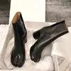 Design Tabi Bottes Split Toe Chunky Talon Haut En Cuir Zapatos Mujer Mode Automne Femmes Chaussures Botas R0Ui #