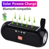 Solar Laddning Bluetooth Speaker Portable Wireless Column 3D Stereo Music Center Solar Power Bank för dator Caixa de som