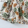 Zevity Women Tropical Floral Print Ruffles Playsuits Femme Back Zipper Slim Wide Ben Shorts Siamese Chic Beach Rompers P1017 210603
